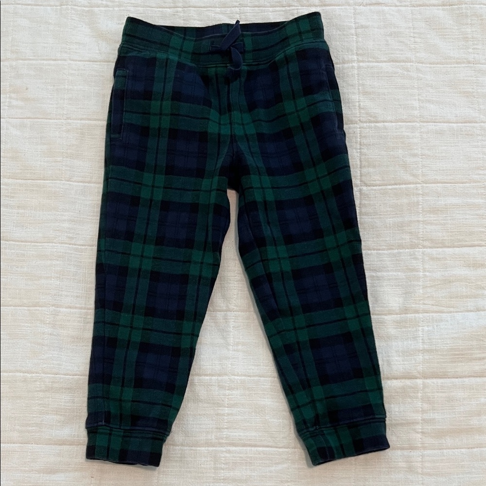 Janie and Jack Green and Navy Plaid Kids Bottoms